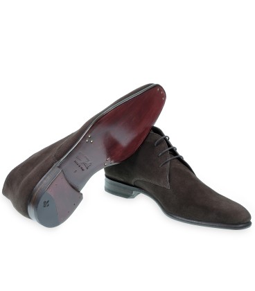 Bottines pour homme en daim marron foncé Fratelli Borgioli - Fabrication artisanale Made in Italy