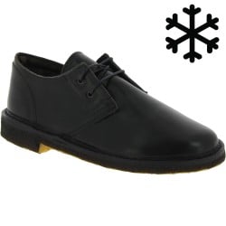 Chaussures basses femme en cuir noir artisanales avec doublure d'hiver